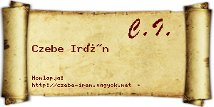Czebe Irén névjegykártya